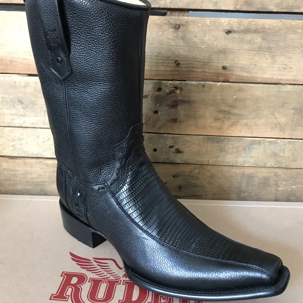 RUDEL Men’s western zip boot lizard print- BANDERA in black